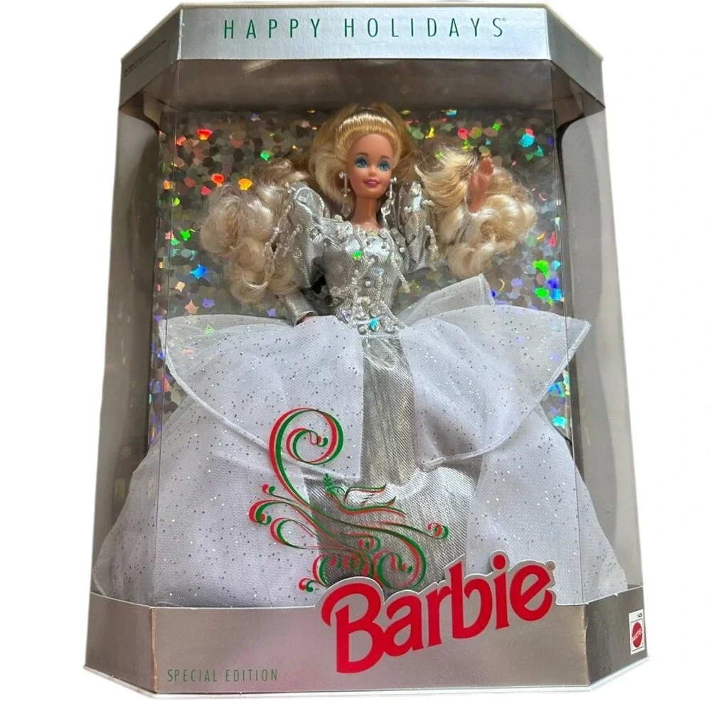 Mattel Happy Holidays Barbie 1992 Special Edition Silver Gown NIB Vintage 1429